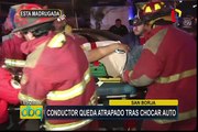 San Borja: conductor quedó atrapado tras chocar su automóvil