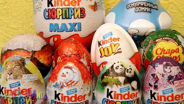 Surprise Eggs Unboxing: Kinder Surprise, Kinder MAXI, My Little Pony, The Smurfs, Kung Fu Panda 3