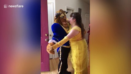 Dad dresses as Beast for surprise fairytale dance with autistic daughter