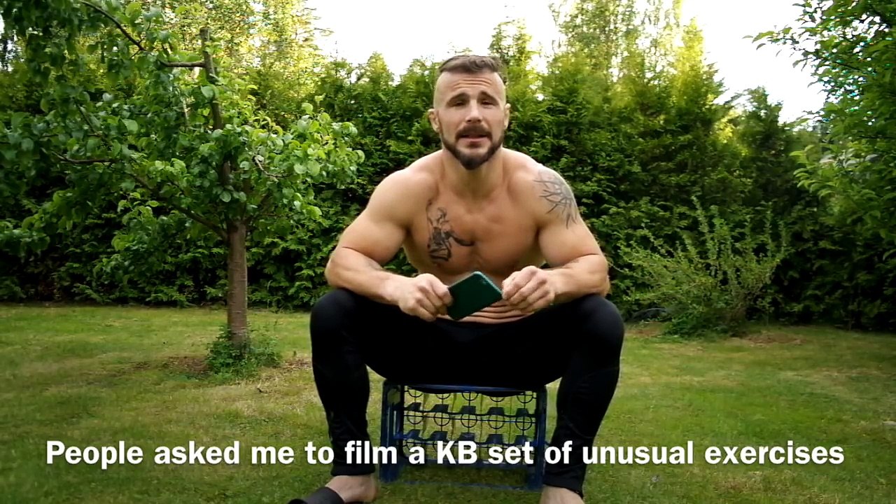 Серия с нестандартными упражнениями. Гиря 16 кг.