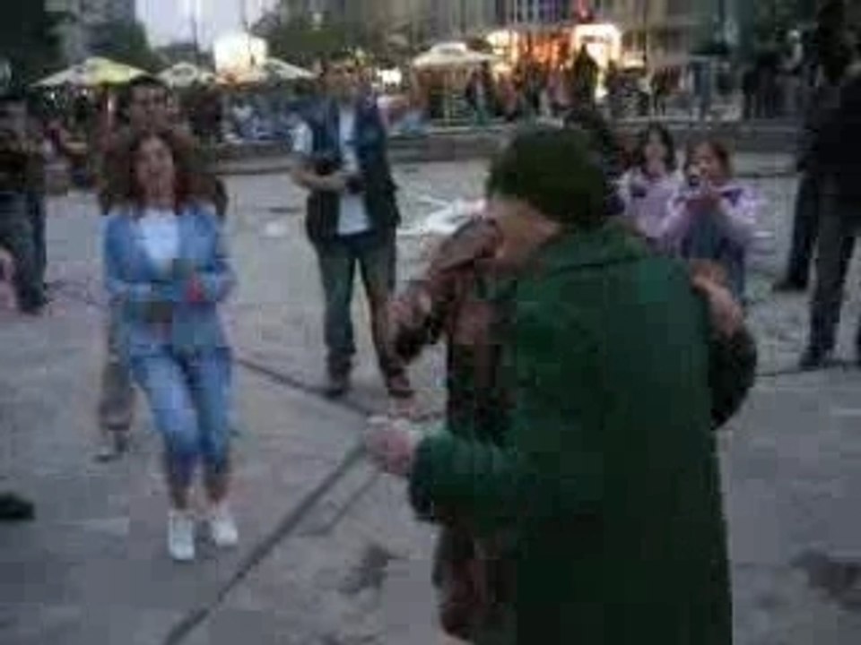 grandmother dancing techno