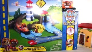 PAW PATROL ROCKYS BARN RESCUE, RUBBLES MISSION BULLDOZER, SKY & ZUMAS LIGHTHOUSE, ROCKYS TUGBOAT