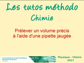 Comment prélever un volume précis : la pipette jaugée.