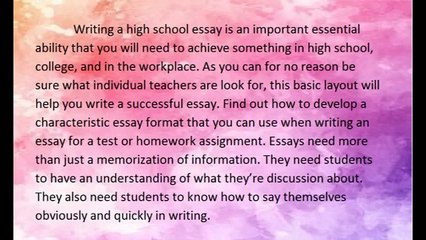 Must Do's for an Excellent High School Essay Writing