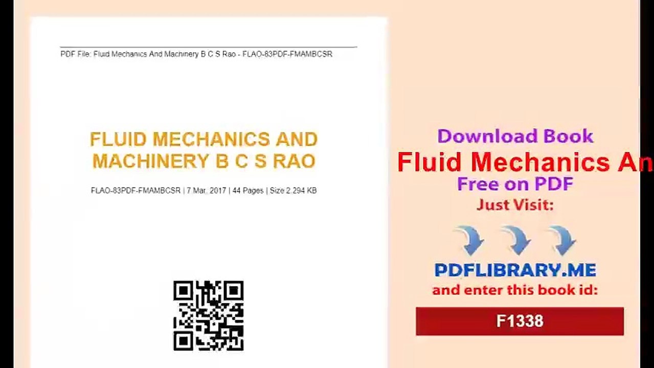 Fluid Mechanics And Machinery BCS Rao