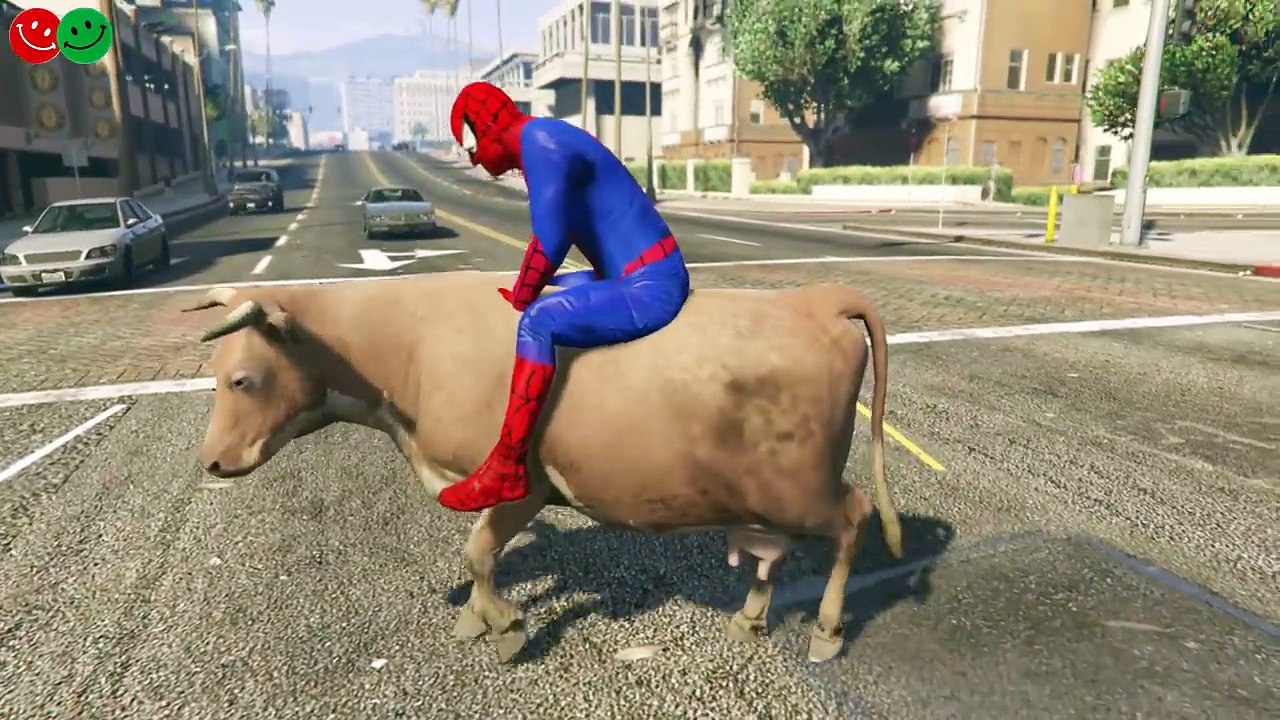 Spiderman Riding Cow Video For Kids - Collections Nursery Rhymes Song