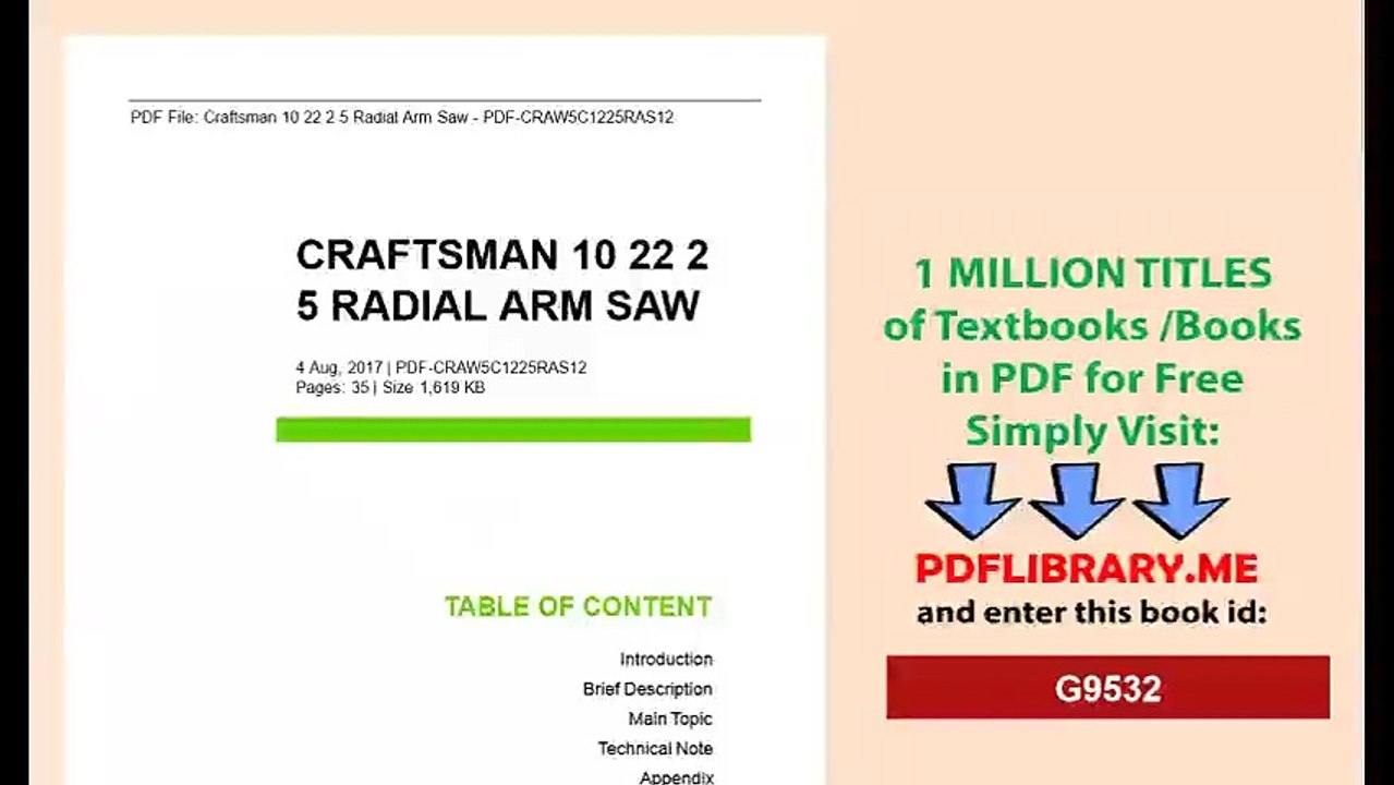 Craftsman 10 22 25 Radial Arm Saw