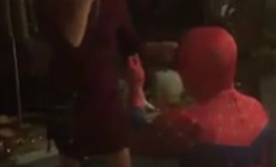 Boyfriend Dressed As Spider-Man Surprises Girlfriend With Marriage Proposal During Girls' Night Out