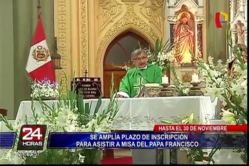 Papa Francisco: se amplía plazo de inscripción para asistir a misa