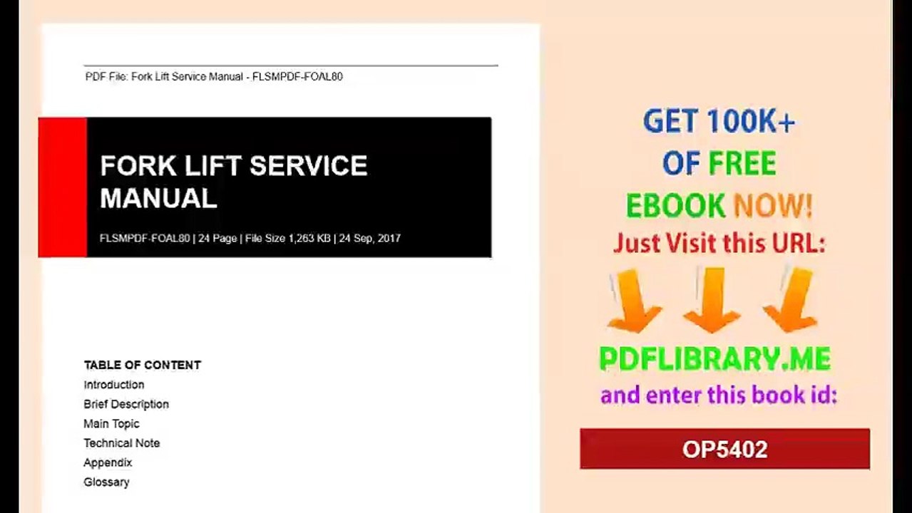 Fork Lift Service Manual