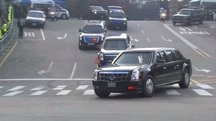 [현장영상] 트럼프 대통령, 호텔에서 국회로 출발 / YTN