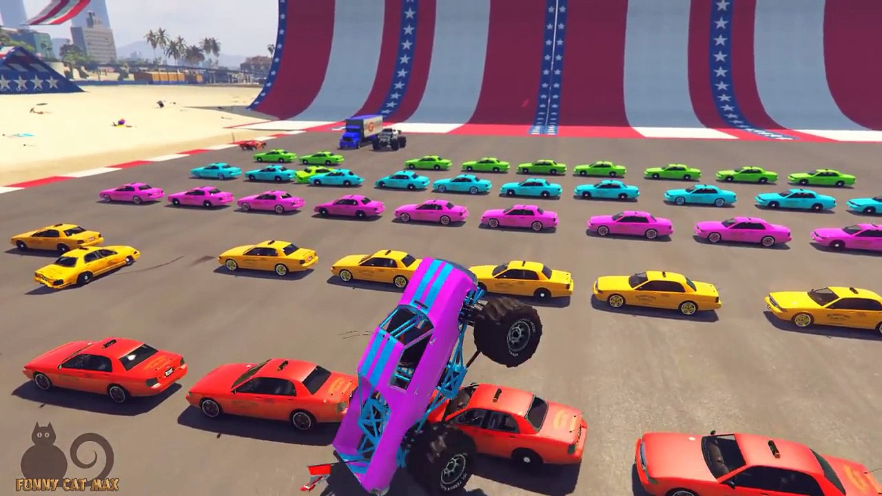 Colors Taxi & Spiderman Smash Party Fun Cartoon For Kids Nursery Rhymes