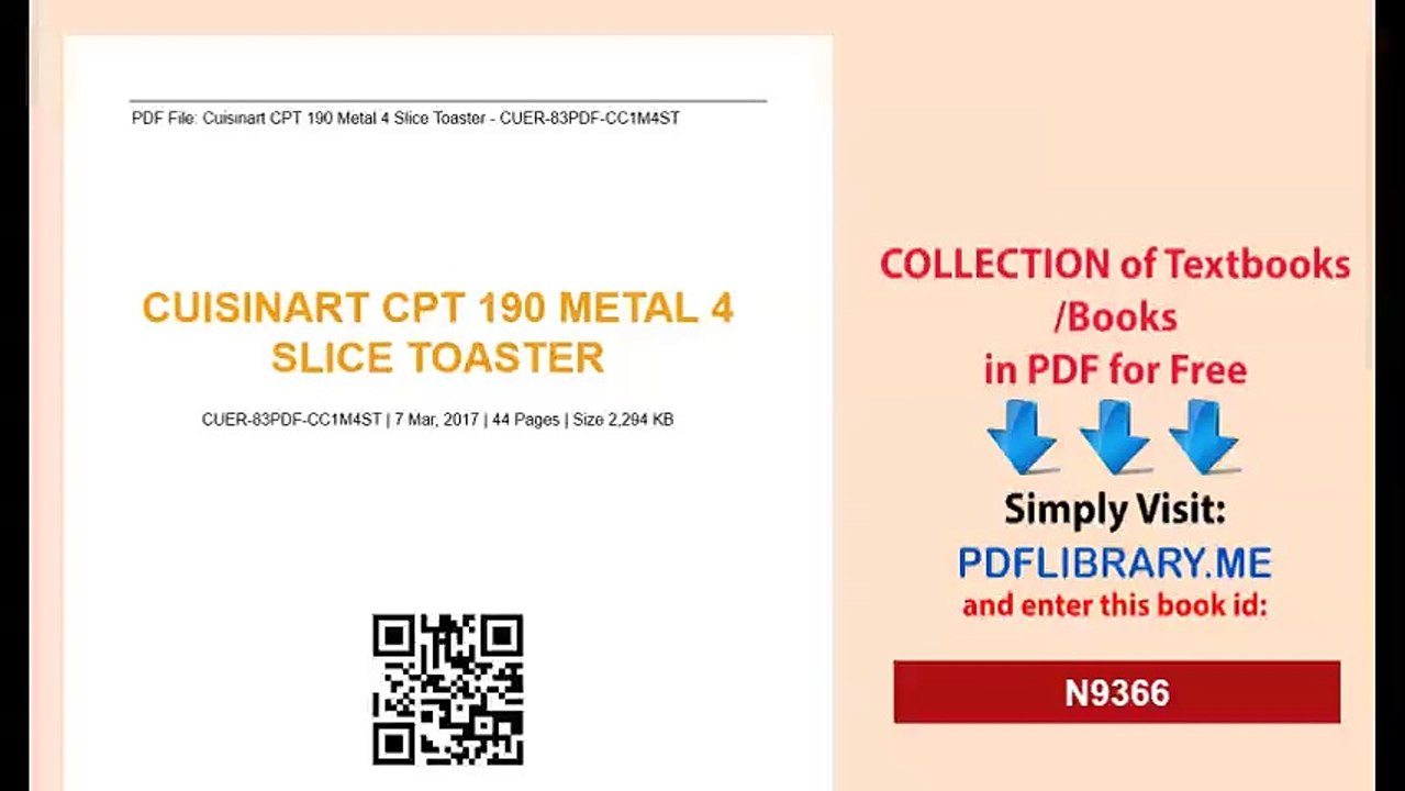 [PDF] Cuisinart CPT 190 Metal 4 Slice Toaster [D0WNL04D]