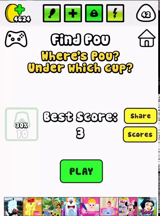 Pou Games Find Pou - Wheres Pou? Under which cup? Level 74!
