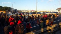 Protesters dance bringing highway to a standstill