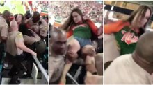 Rapariga agride polícia no momento em que é expulsa de um estádio mas recebe resposta imediata
