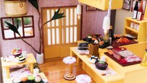 DIY Dollhouse Kit - Miniature Sushi Restaurant with Working Lights