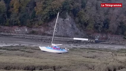 Morlaix. Secouru il y a un mois, le plaisancier s'échoue dans la rivière...