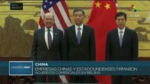Empresas estadounidenses y chinas firman 19 acuerdos comerciales