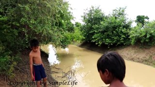 Terrifying ! Amazing Two Brothers Catch Big Snake in the Canal While Go Fishing