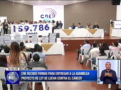 CNE recibió firmas para entregar a la Asamblea proyecto de ley de lucha contra el cáncer