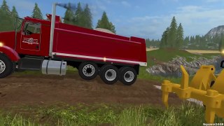 Farming Simulator 17 - Grading Gravel Road - Road Contruction - Cat - Kenworth