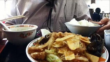 [咀嚼音][食事動画][外食]中華食堂で日替わり定食豚肉と春雨の炒め[飯テロ][音フェチ][ASMR]eating sounds