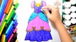 Draw Color Paint Pretty Dresses Coloring Pages and Learn Colors for Kids