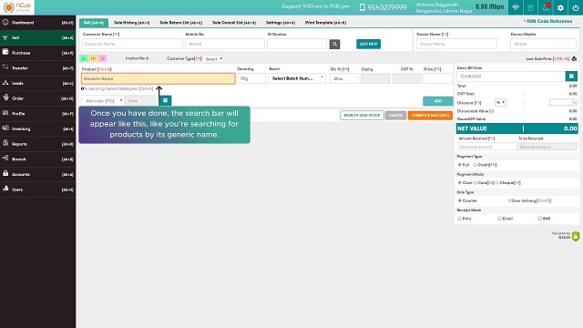 hCue Pharmacy Software - How to search an item by generic name