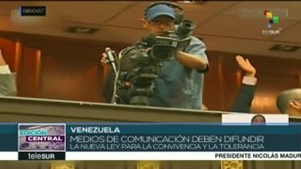 ANC venezolana aprueba ley de Convivencia Pacífica y Tolerancia
