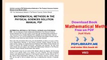 Mathematical Methods In The Physical Sciences Solution Manual