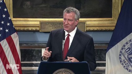 El alcalde de Nueva York, Bill de Blasio, tras ser reelegido.