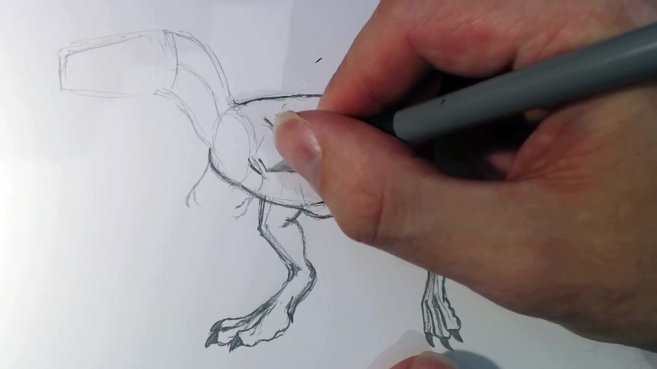 Learn how to draw a Tyrannosaurus T-rex - Jurassic Park Style.