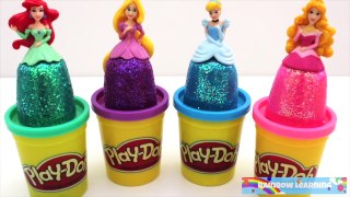 How to Make Super Glitter Play Doh Disney Princess Dresses Ariel Elsa Anna Magiclip RL