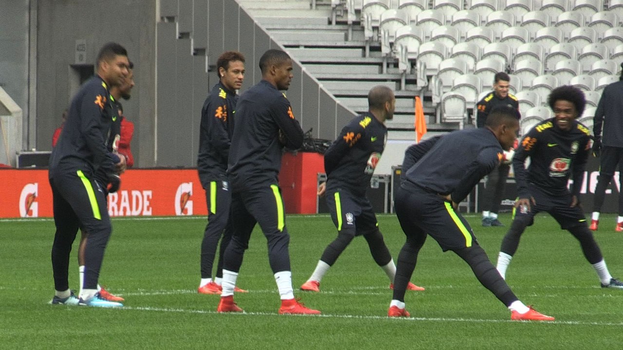 Football: entraînement du Brésil avant l'amical face au Japon
