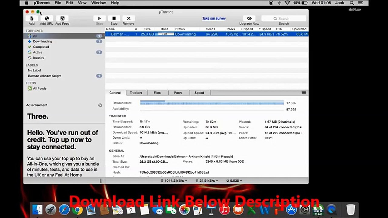 uTorrent 1.8.7 + Full Version [Mac OS X]