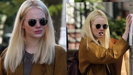 Emma Stone Films with Cary Fukunaga in Brooklyn, New York
