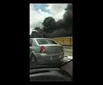 Ônibus incendiado na BR-116 em Fortaleza