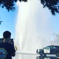Geyser Erupts in Misson Valley After Truck Hits Fire Hydrant