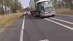 Truck Swerves Dangerously Close to Police Motorbike on Queensland Highway