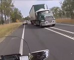 Truck Swerves Dangerously Close to Police Motorbike on Queensland Highway