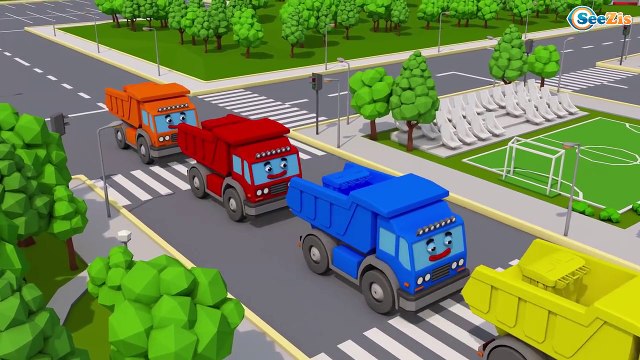 Learn Color Truck Transportation w Tow & Garbage Truck Cars Cartoon for Kids & Colors for