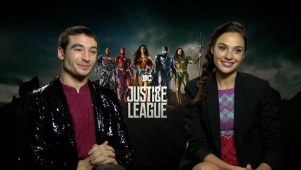 Gal Gadot and Ezra Miller Have Fun In 'Justice League'