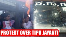 Tipu Sultan Jayanti: Protesters hurl stones at bus, as court refuse to stay on celebration |Oneindia