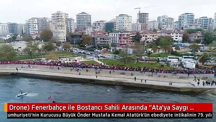 Drone) Fenerbahçe ile Bostancı Sahili Arasında "Ata'ya Saygı Zinciri" Oluşturuldu - İstanbul