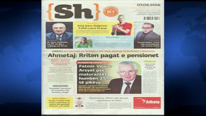 SHTYPI I DITES ME TITUJT KRYESORE TE FAQEVE TE PARA TE GAZETAVE SHQIPTARE E MERKURE 7 SHTATOR 2016 L