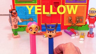 PEZ CANDY DISPENSERS Spiderman Paw Patrol Wrong Heads, Body Parts - Learning Colors Kids Video