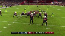 Arizona Cardinals wide receiver Larry Fitzgerald gets open downfield, Seattle Seahawks safety Kam Chancellor lays a big hit