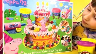 Свинка Пеппа Лепим торт на День Рождения пластилин Плей До Play Doh Peppa Pig Birthday Cake Dough