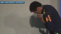 Neymar en pleurs après la conférence de presse du Brésil